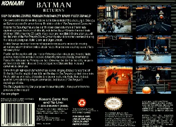 Batman Returns (USA) box cover back